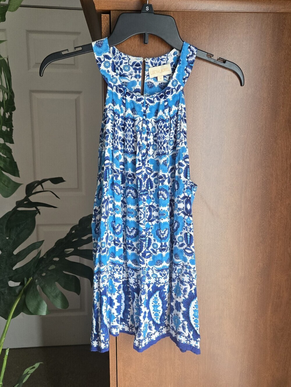 Lucy and Laurel Womens Small Tank Blue Pattern